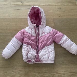Nike Pink and White Hooded Jacket